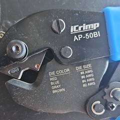 iCrimp AP-50BI Hand Crimper #2-#8AWG Blue Handles Red Blue Gray Brown Die