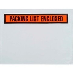 Panel Face Envelopes “”Packing List Enclosed”” Print 7″”L x 5-1/2″”W Orange