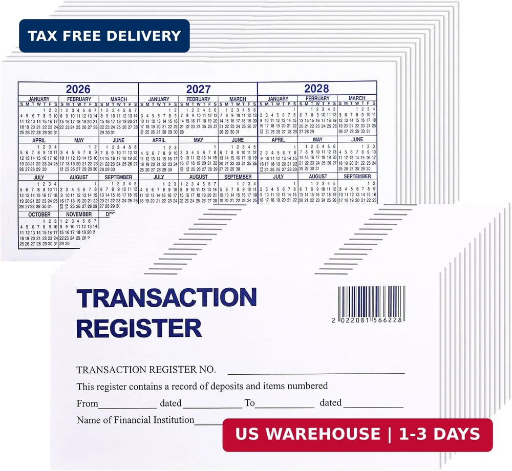 24 PCS Check Registers for Personal Checkbook, Easy to Read Checkbook Register