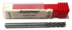 Corner Radius End Mill: 3/16″ Dia, 5/8″ LOC, 0.0100″ Radius, 4 Flute, Solid Carb