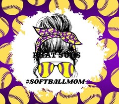 20oz Sublimation Tumbler Wrap Purple Softball Mom Ready To Press Heat Transfer