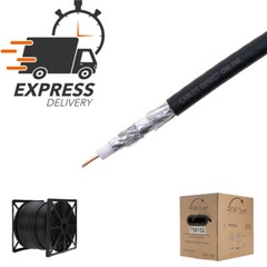 RG6 500FT Cable Bulk Coaxial Wire Quad Shield 18AWG Black Coax Satellite TV
