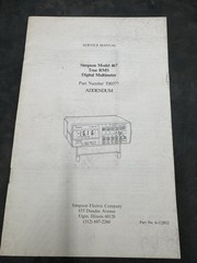 Addendum 60120 Simpson Model 467 True RMS Digital Multimeter Service Manual