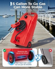 ⭐Upgraded 15Gallon Gas Tank,Portable Leak-Proof Gas Container w/Pump & 10FT Hose