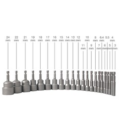 1/4″ Hex Magnetic Nut Driver Set 3 to 24mm Metric Socket Impact Drill Bits