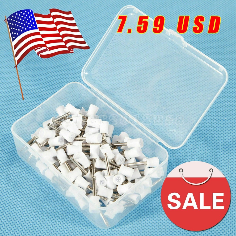 100Pcs Dental Rubber Prophy Teeth Polishing Cups Polish Latch Type Brushes White