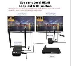 J-Tech Digital 4K UHD HDBaseT HDMI Extender Over Cat5e/6 Ethernet, IR and POC