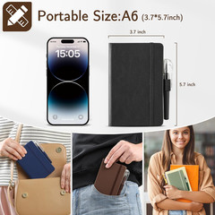 4 Pack Small Notebook Pocket Notebook, A6 Mini Leather Hardcover Journal, 3.7″ X