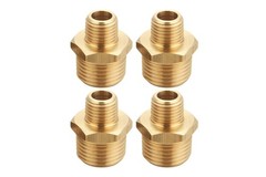 4PCS Brass Reducing Hex Nipple Adapter 1/2in Male to 3/8in Male NPT Fitting