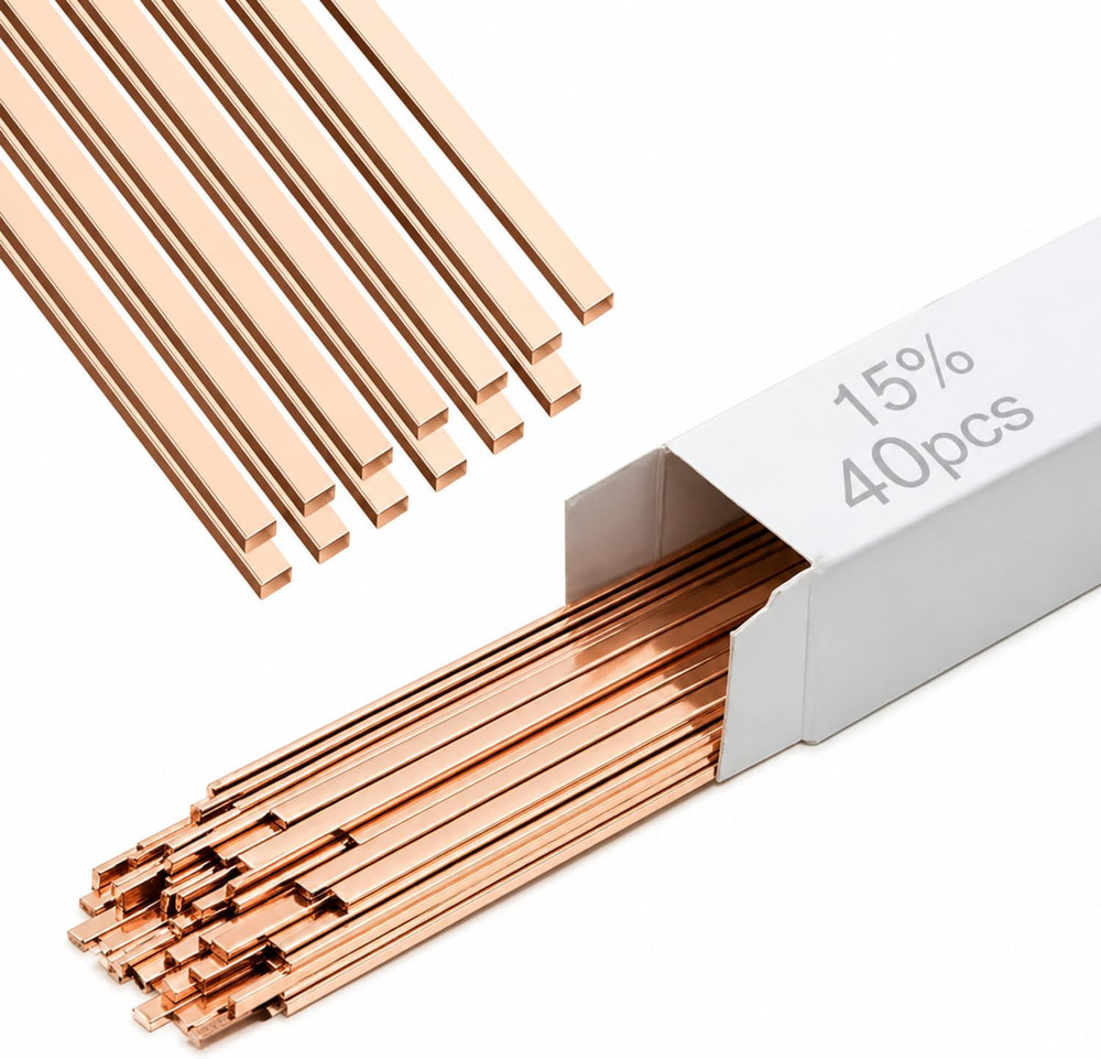40 Sticks Brazing Rods AWS Bcup-5 15% Silver Solder Phos Copper Brazing Alloys F