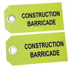 Reinforced Construction Barricade Hang Tags Plastic Weatherproof – 18 pc Yellow