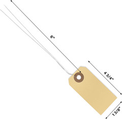 Manila Shipping Tags with Wire 250 Pack 2-3/4 x 1-3/8 Inch Size 1 Label Tag