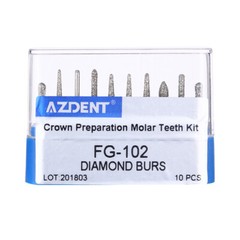 AZDENT Dental FG Diamond Burs Crown&Bridge Preparation Molar Teeth Kit FG-102