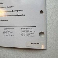Prestolite Electric Solenoid 6 To 48 VDC 100 To 200 Amps Sales Brochure Catalog