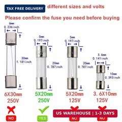 BOJACK T0.5AL250V 5x20mm 0.5A 250V Slow Blow Fuses 0.5 Amp 250 Volt 0.2 x 0.78 I