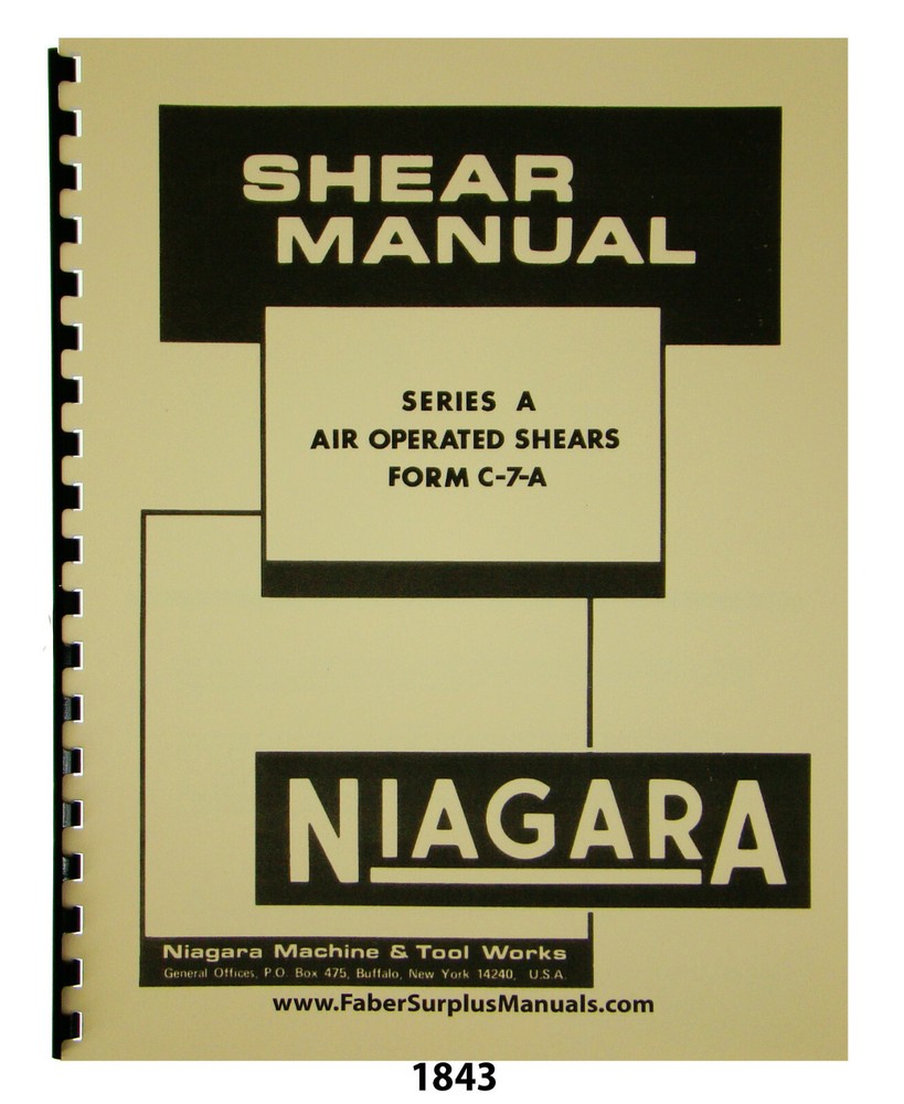 Niagara Series “A” Air Operated Shears Instructions & Parts List Manual #1841