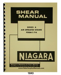 Niagara Series “A” Air Operated Shears Instructions & Parts List Manual #1841