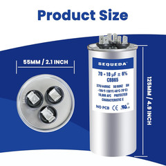 70+10 Uf ±6% 370V/440V CBB65 CBB65A Dual Run Start AC Capacitor 70+10 MFD for Fa