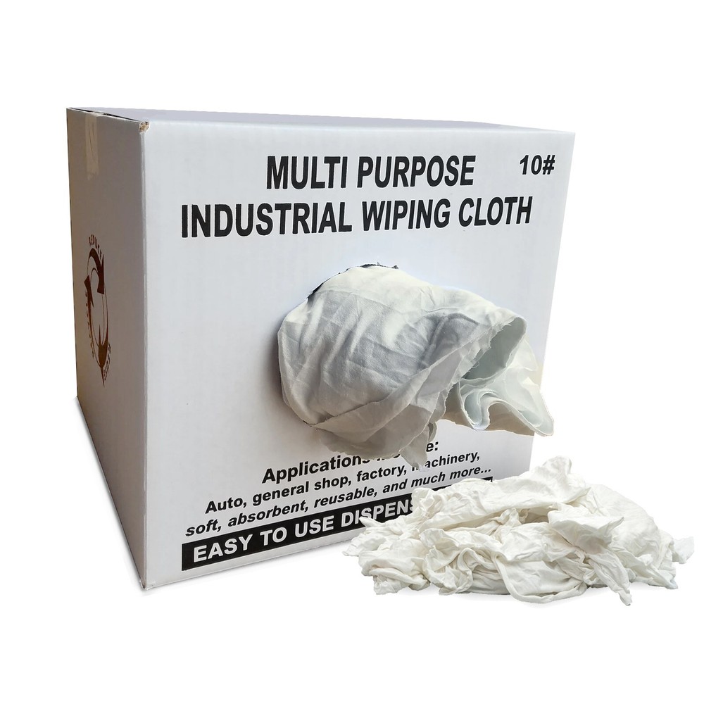 White Knit T-Shirt 100% Cotton Cleaning Rags 10 lbs. Box – Multipurpose Cleaning