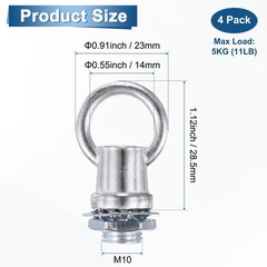 M METERXITY 4 Pack Light Fixture Hooks Ring Nuts,5kg Max Load 13mm ID M10 Thr…