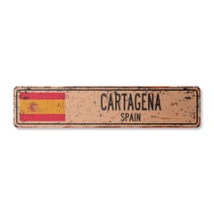 CARTAGENA SPAIN Vintage Street Sign Spaniard flag city country road wall rustic
