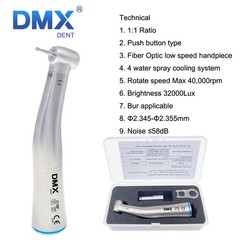 DMXDENT C8F Dental 1:1 Fiber Optic LED Contra Angle Handpiece Low Speed Fit NSK