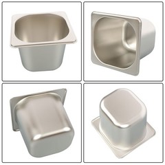 6 Pack 1/6 Size Hotel Pans Steam Table Pan Stainless Steel 6″ Deep W/Lids