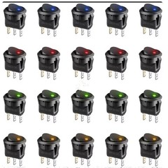 12x LED Lighted Rocker Switch 12V Illuminated on off Toggle Switches 3 Pins