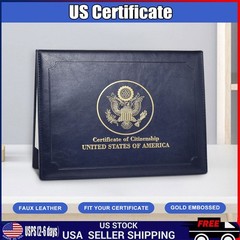 US Citizenship Certificate Holder Naturalization Padded Leatherette Cover