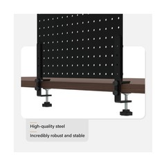 HUHOLE Clamp On Desk Pegboard 32″ x 12″ (Complete Kit)-No Drill Metal Desktop…