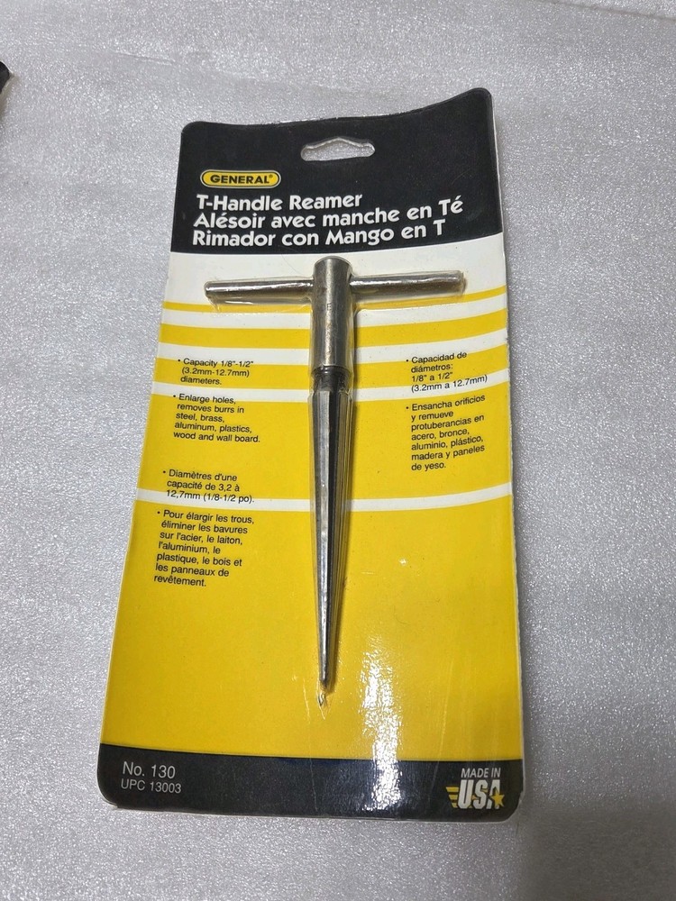General No. 130 T-Handle Reamer 1/8″ – 1/2″ Capacity 5-3/4″ OAL Tapered N£W