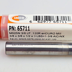 IMCO 3/8″ x 3/8 x 1/2 x 3 R.12 Solid Carbide End Mill enDURO 5 Flute 65711