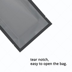 5x7in Matte Black Foil Mylar Flat Open Top Pouch Bag w/ Clear Back &Machine