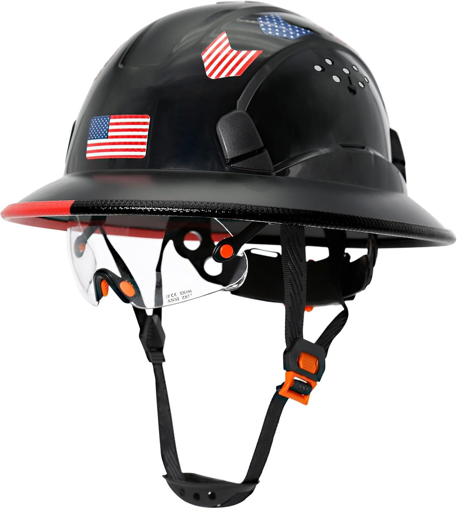 Full Brim Hard Hats Construction OSHA Approved with Clear Visor – Cascos De Cons