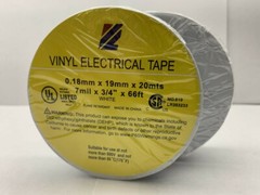 VINYL PVC ELECTRICAL TAPES, FLAME RETARDANT, 3/4′ X 66′, WHITE, 10 ROLLS
