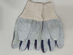 Mens Knit Wrist Single Palm Unlined Leather Palm Work Gloves (Dozen)
