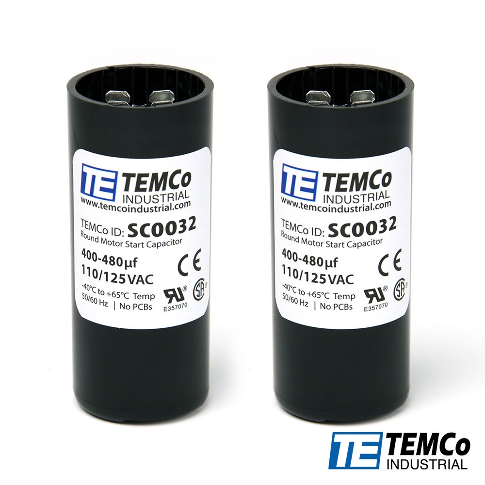 TEMCo 400-480 uf/MFD 110-125 VAC volts Round Start Capacitor 50/60 Hz -Lot-2