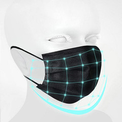 100PCS 3 Ply Black Disposable Face Mask Filter Protection Face Masks, Non-woven