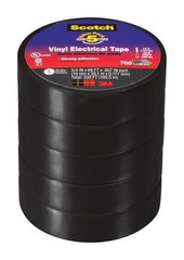 5-Pack 3M Scotch 3/4 in. Black Vinyl Electrical Tape 66 ft.