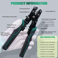 /Wire Crimper Tool with Stripper Cutter,Multifunctional Crimping Pliers T