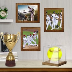 Clear Acrylic Softball Display Case with Wood Base, Memorabilia Stand Cube Ho…