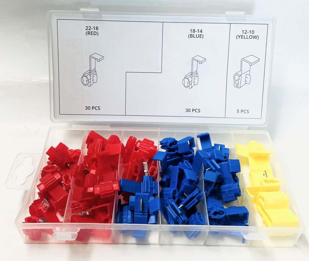 65pc Quick Wire Splice Connector Assort Auto ELECTRICIAN Clip Splicer, CZCTQS65