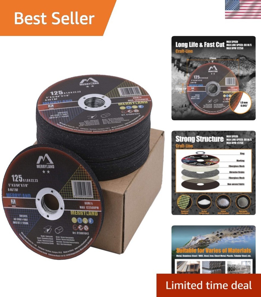 5 Inch Metal Cutting Wheel, Stainless Steel, Iron, 50 Pack, C13081042, Angle …