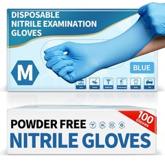 Medguy Powder-Free Nitrile Exam Gloves, 4 Mil, 100 Pcs Medium, Medium (Blue)