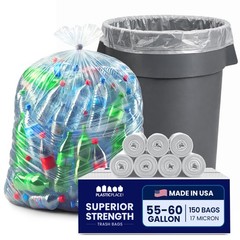 Plasticplace 55-60 Gallon Trash 17 High Density Garbage Can 36 X 60 150 Count