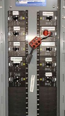 Square D 250 Amp 480V 3PH Panel W/ 100A 30A 20A EDB Bolt-On Breakers & Door