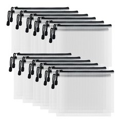 24 PCS Plastic Mesh Zipper Pouch Storage Bag Waterproof School Office Travel