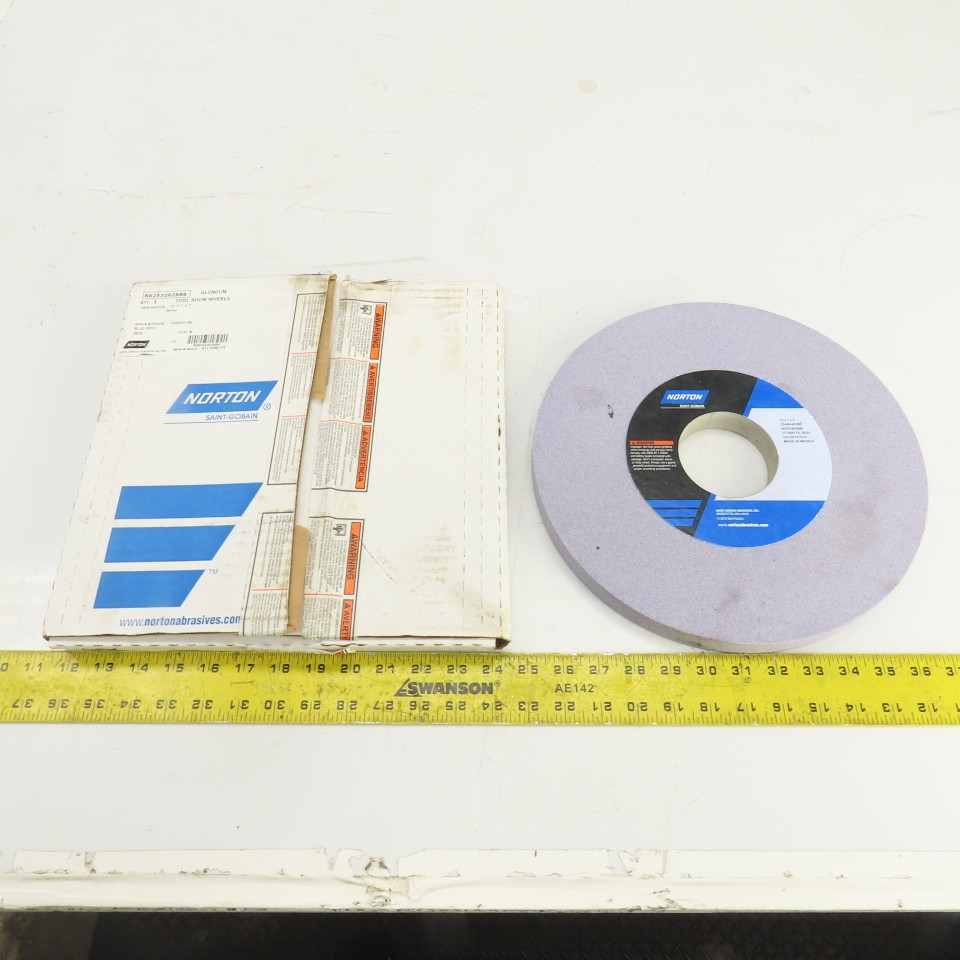 Norton 12″ OD x 1″ Thick 32A60-KVBE Tool Room Grinding Wheel 2070RPM 3″ Arbor
