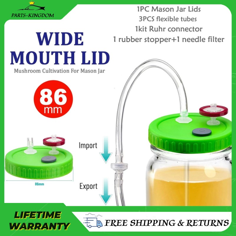 Upgraded Lliquid Culture Lid with Tubing for Media Extraction Standard Mason Jar