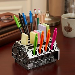 KH866 V8 Engine Block Business Card Holder – 3D Printed PLA Desk silver